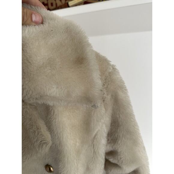 VINTAGE 1970's WHITE STAG FAUX FUR BELTED COAT Women's Size Small Ivory - Picture 9 of 9
